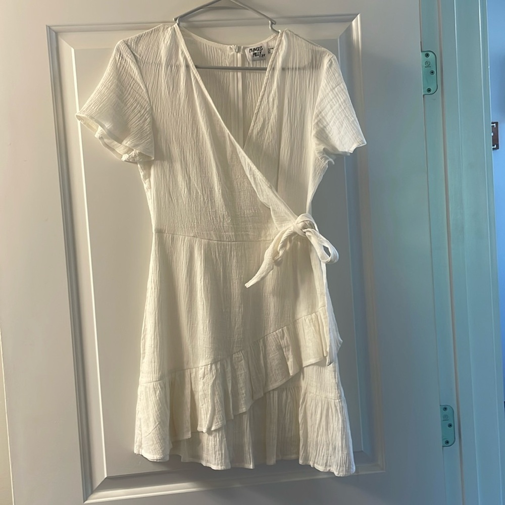 Princess Polly White Side Wrap Mini Dress